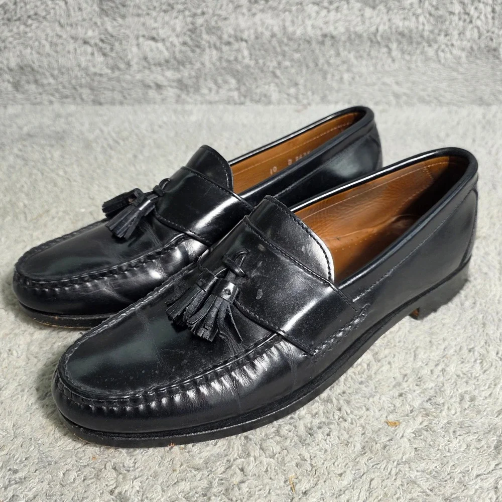 Allen Edmonds Stowe Black Leather Tassel Loafers Mens 10 D Goodyear Welted USA
